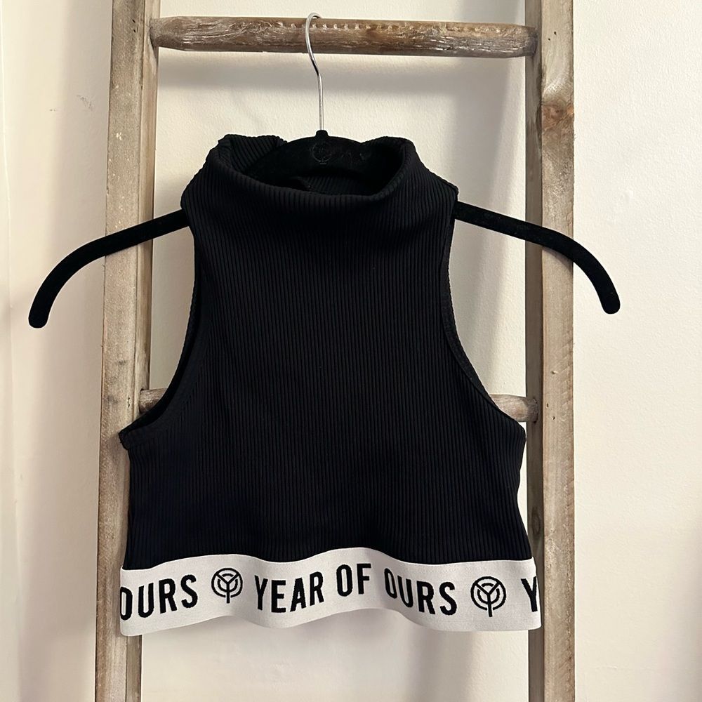 Year of Ours Black and White Crop Top